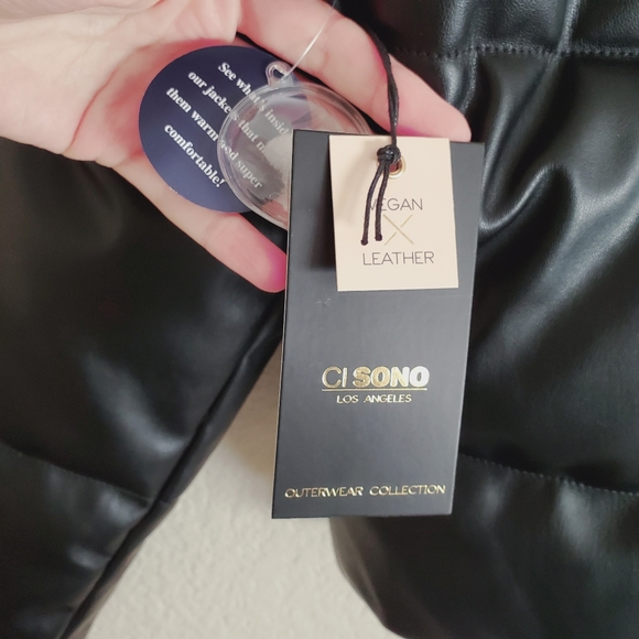 Final sale! Faux Vegan Leather Puffer Jacket - Picture 9 of 11